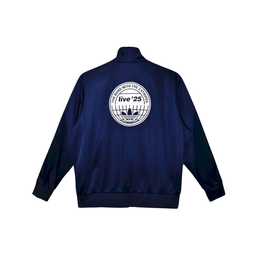 Chamarra Oasis x Adidas Live '25 Azul Marino - vista trasera