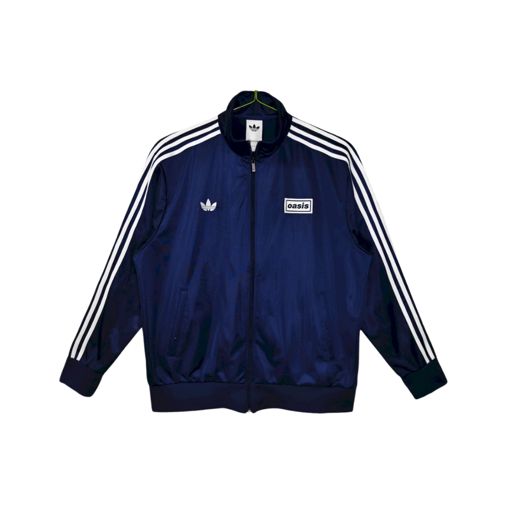 Chamarra Oasis x Adidas Live '25 Azul Marino - vista frontal
