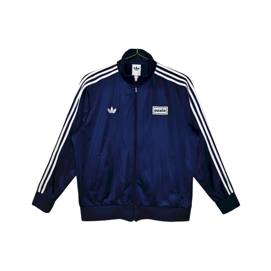 Chamarra Oasis x Adidas Live '25 Azul Marino - vista frontal