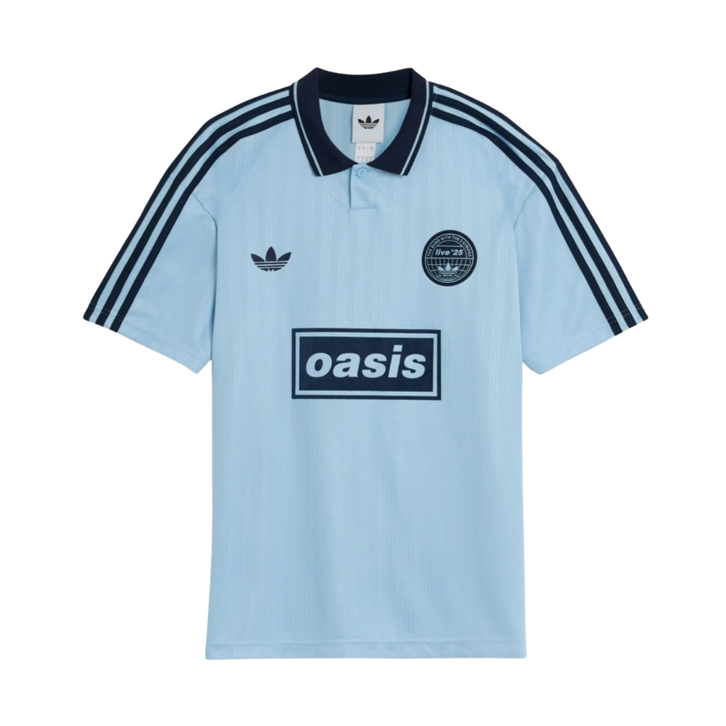 Playera Oasis x Adidas Live '25 Celeste - vista frontal