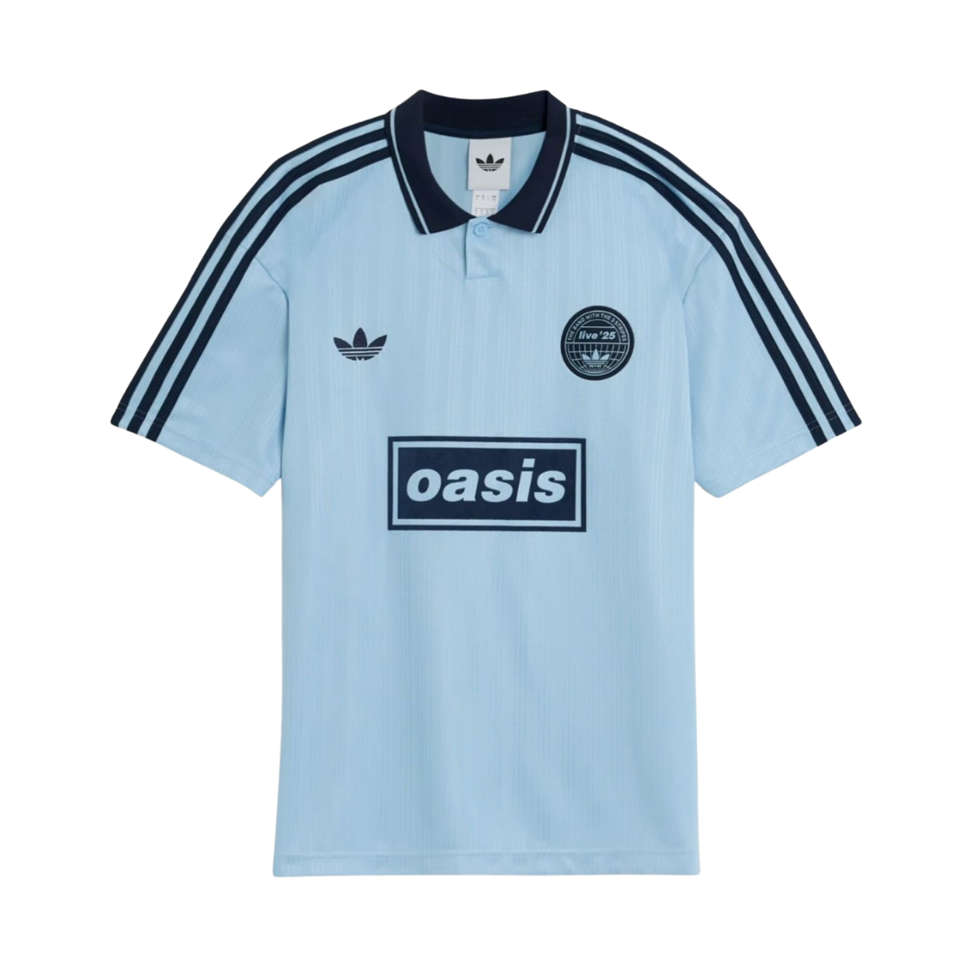 Playera Oasis x Adidas Live '25 Celeste - vista frontal